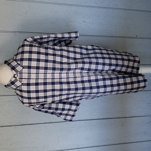 Tan Blue Plaid Short Sleeve Button Down Shirt - Picture 2 of 10